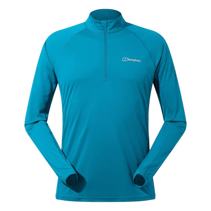 Turquoise - Front - Berghaus Mens Trailblaze Half Zip Long-Sleeved T-Shirt