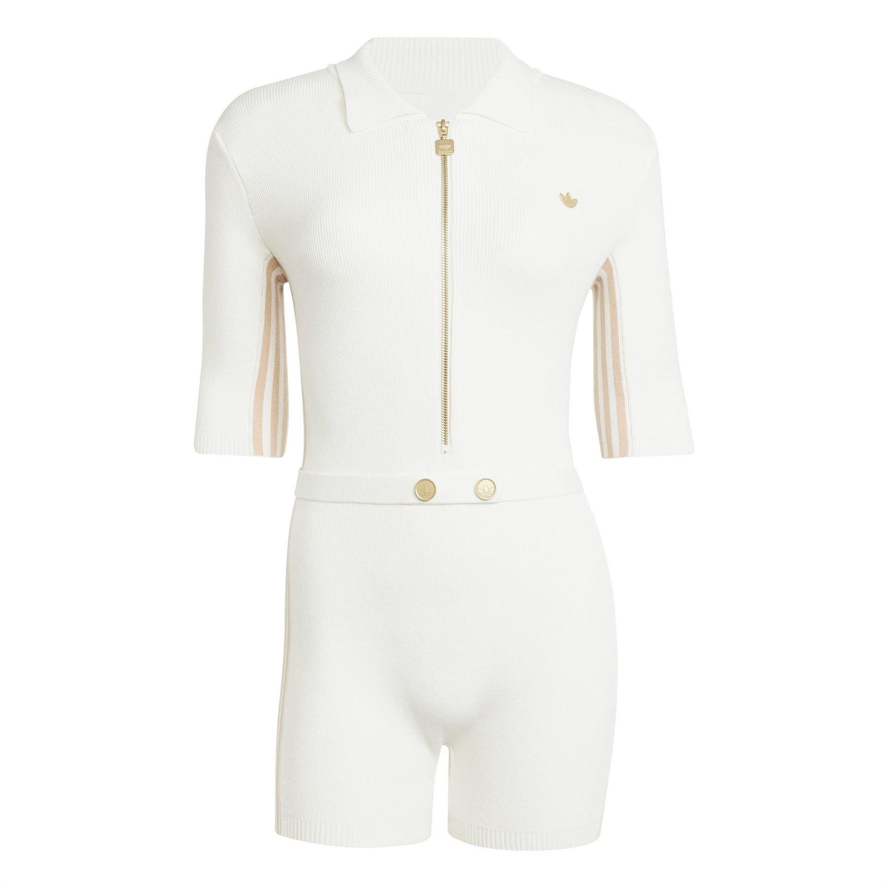 Off White - Front - Adidas Womens-Ladies Originals Short-Sleeved Romper