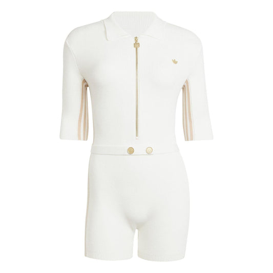 Off White - Front - Adidas Womens-Ladies Originals Short-Sleeved Romper
