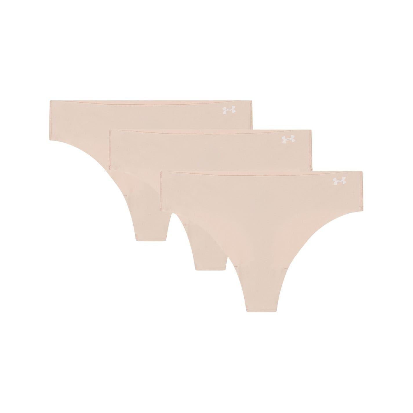 Beige - Front - Under Armour Womens-Ladies Thong (Pack of 3)