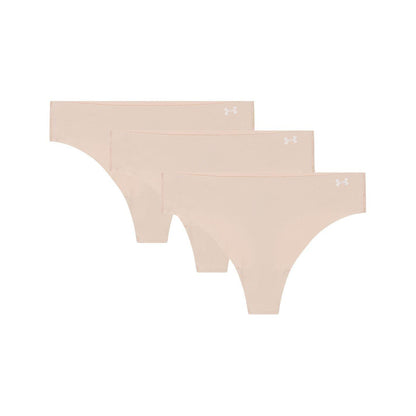 Beige - Front - Under Armour Womens-Ladies Thong (Pack of 3)