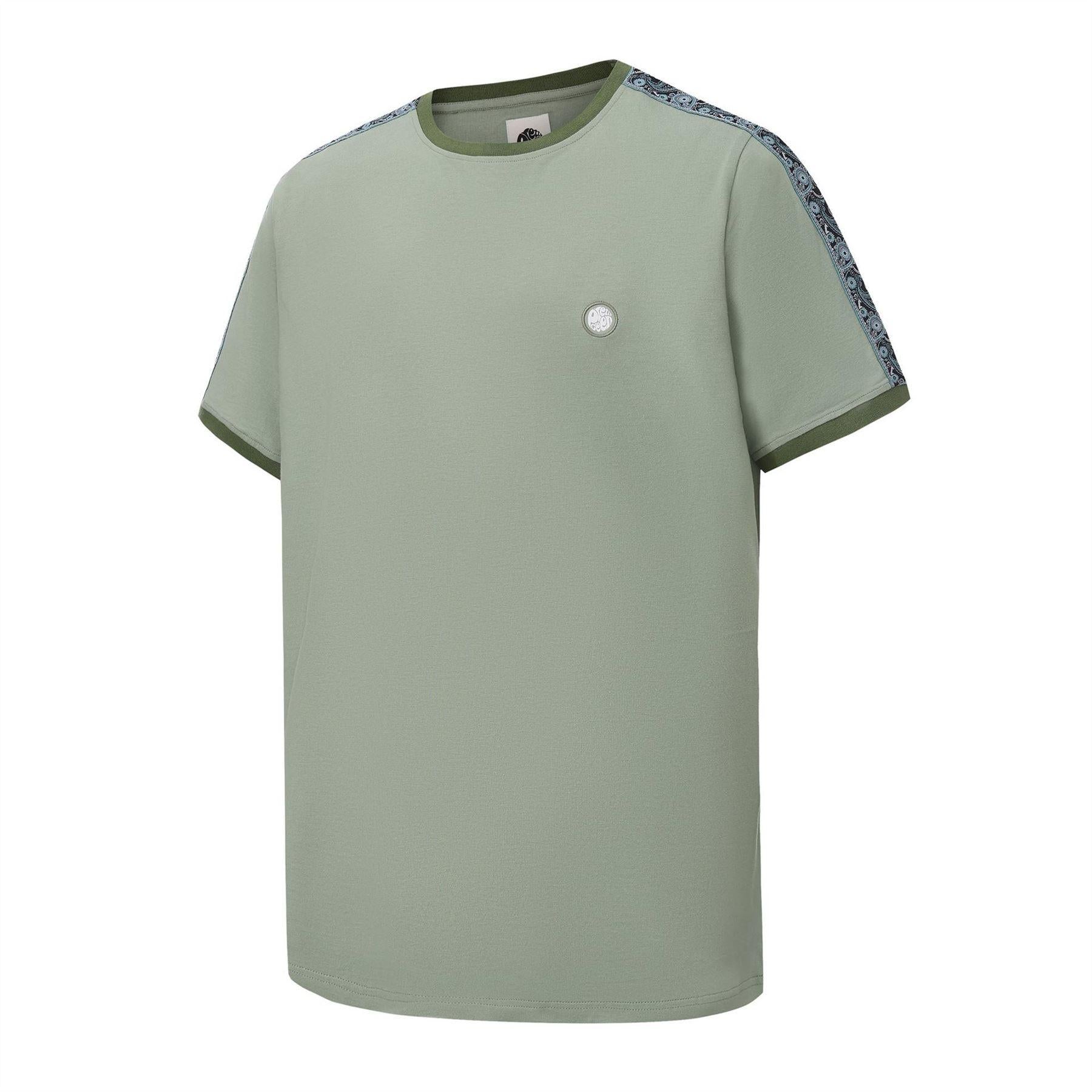 Light Green - Side - Pretty Green Mens Paisley Logo T-Shirt