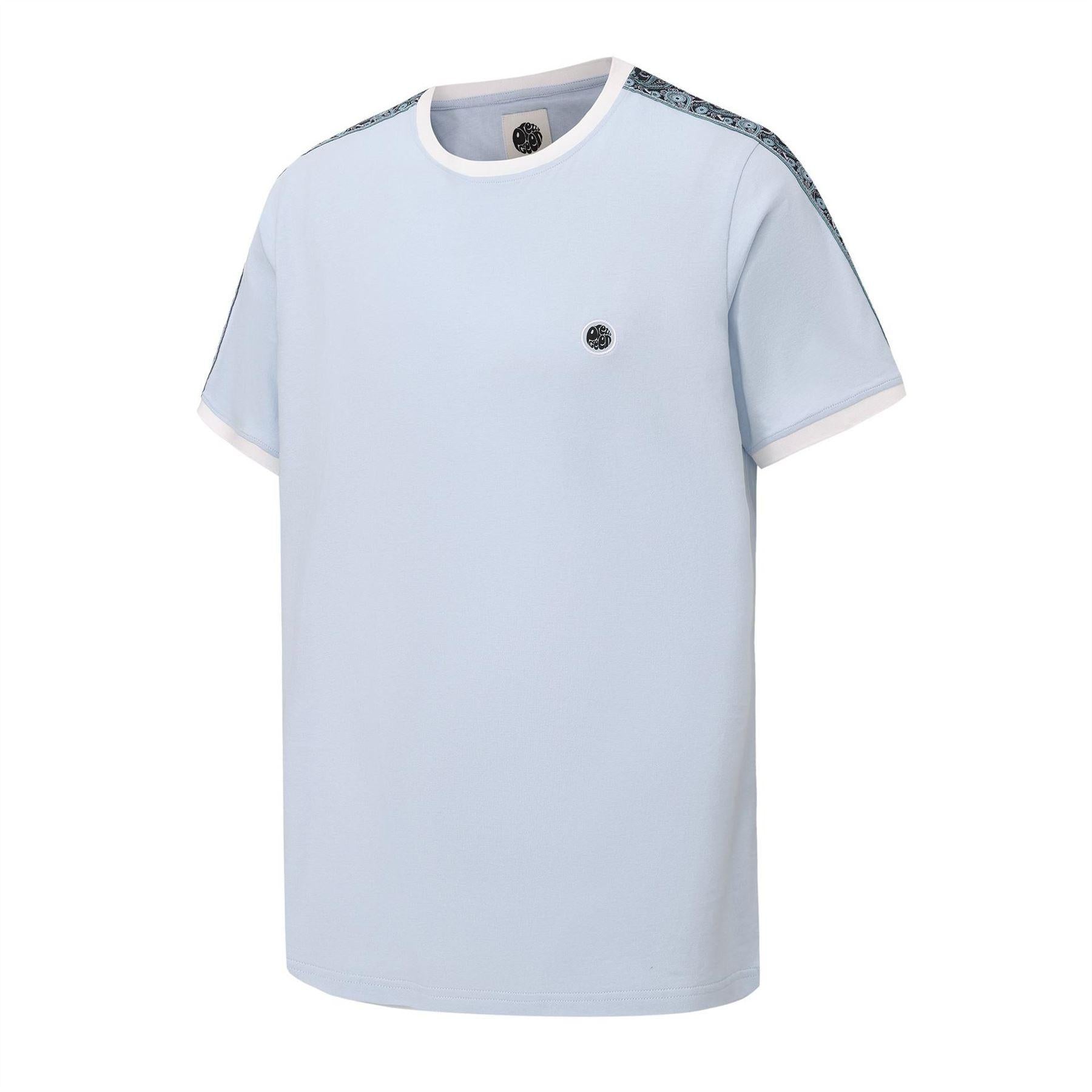 Light Blue - Side - Pretty Green Mens Paisley Logo T-Shirt