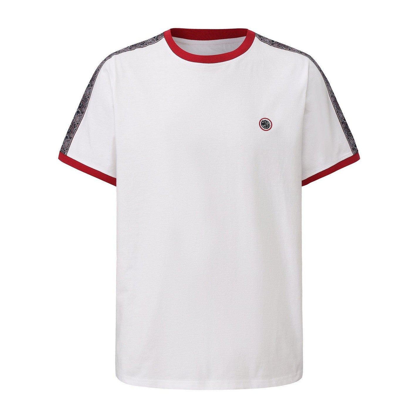 White-Red - Front - Pretty Green Mens Paisley Logo T-Shirt