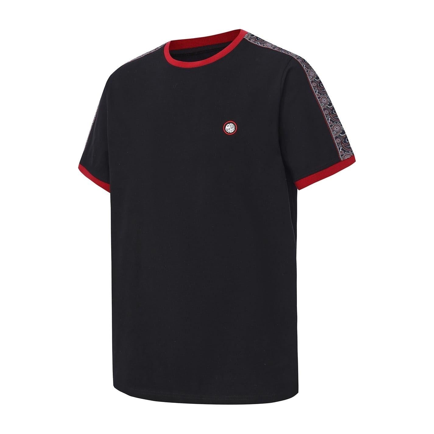 Black-Red - Side - Pretty Green Mens Paisley Logo T-Shirt