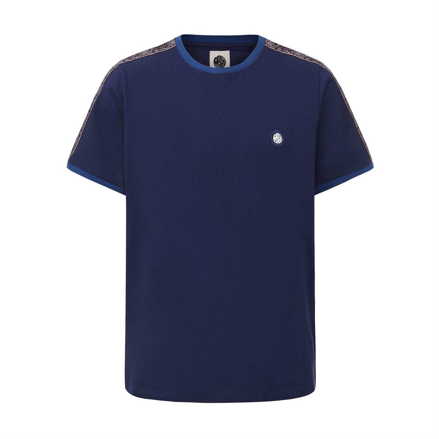 Navy - Front - Pretty Green Mens Paisley Logo T-Shirt