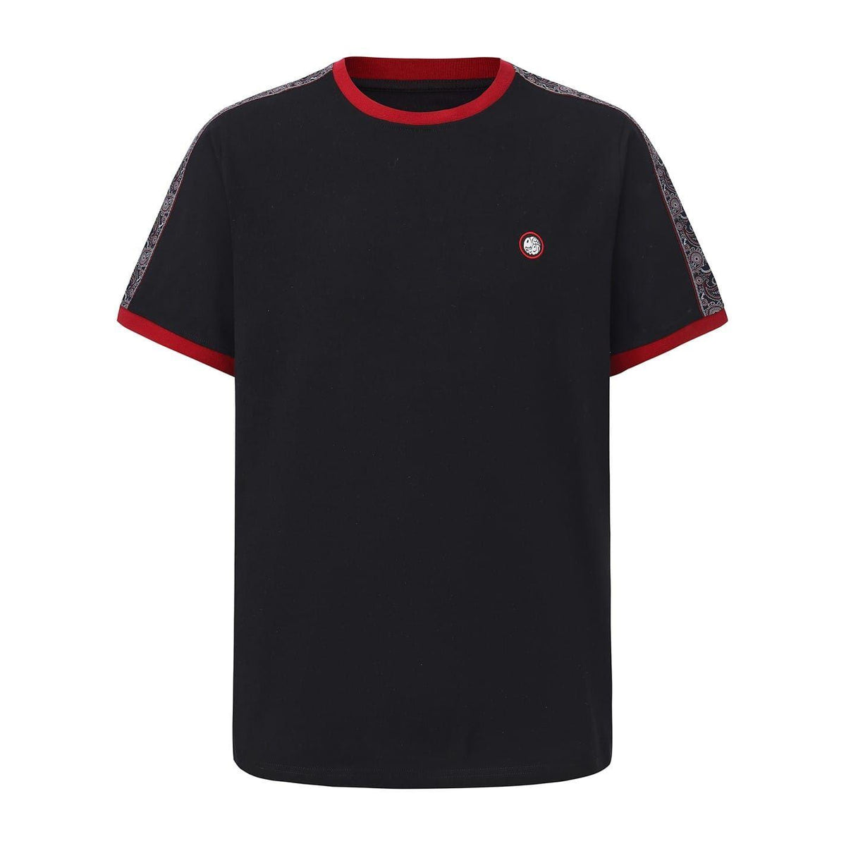 Black-Red - Front - Pretty Green Mens Paisley Logo T-Shirt