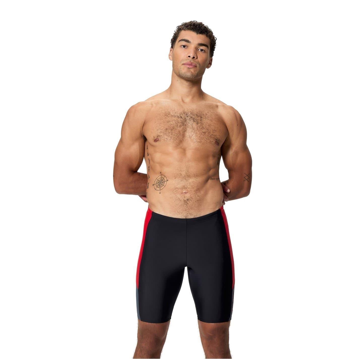 Black-Red - Front - Speedo Mens Dive Jammer Shorts