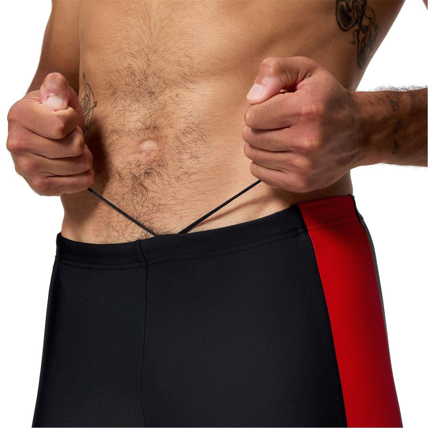 Black-Red - Side - Speedo Mens Dive Jammer Shorts