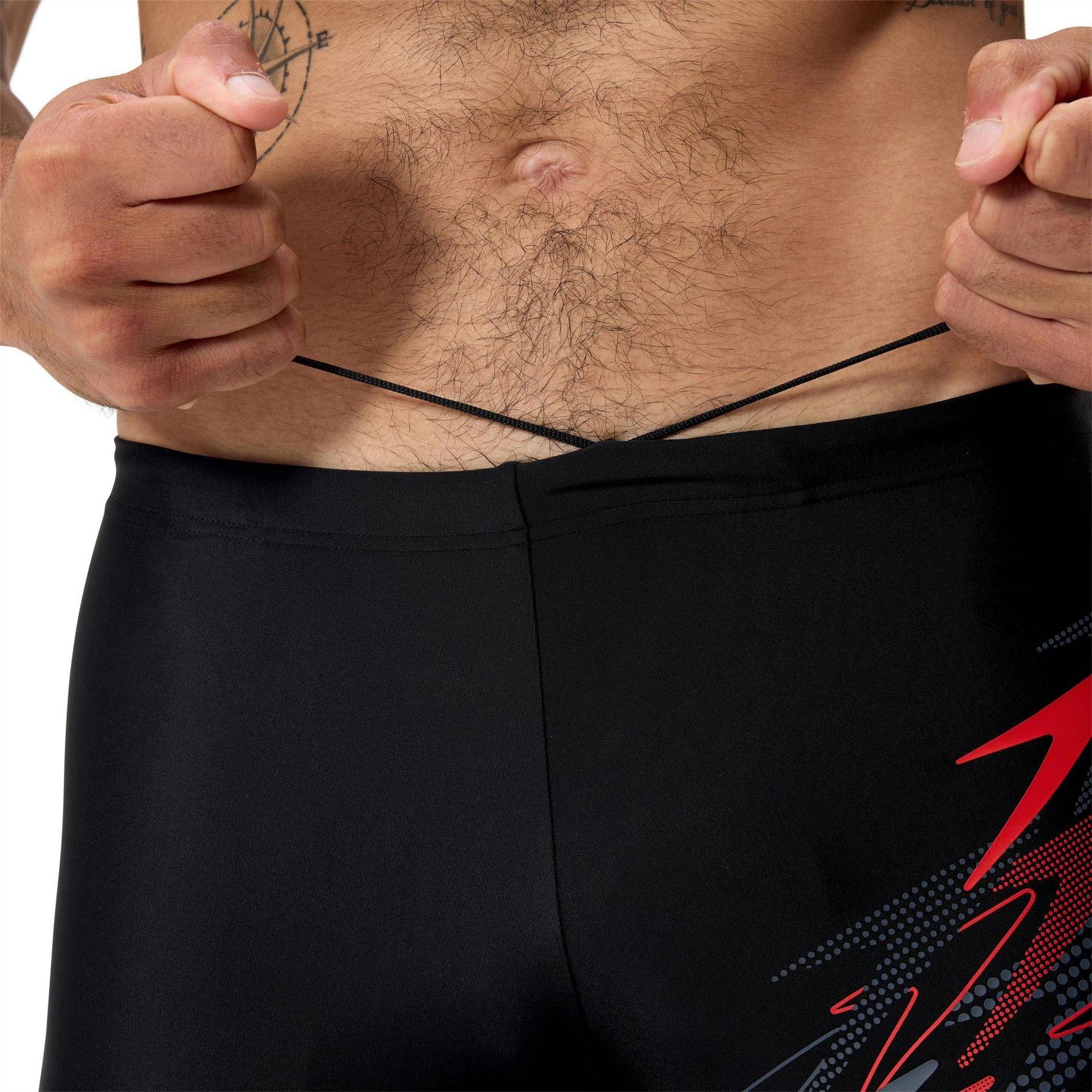 Black-Red - Side - Speedo Mens Medley Logo Swimming Trunks