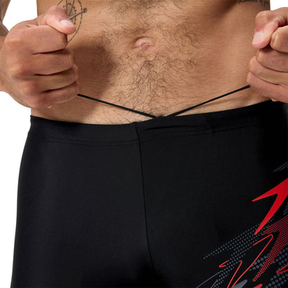 Black-Red - Side - Speedo Mens Medley Logo Swimming Trunks