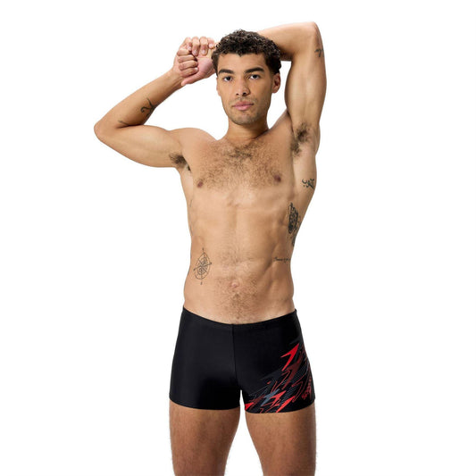 Black-Red - Front - Speedo Mens Medley Logo Swimming Trunks