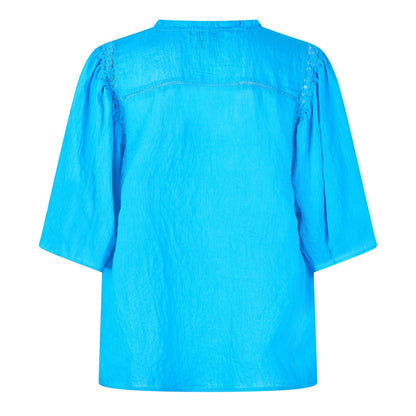 Dresden Blue - Back - Vero Moda Womens-Ladies V Neck Relaxed Fit Short-Sleeved Blouse