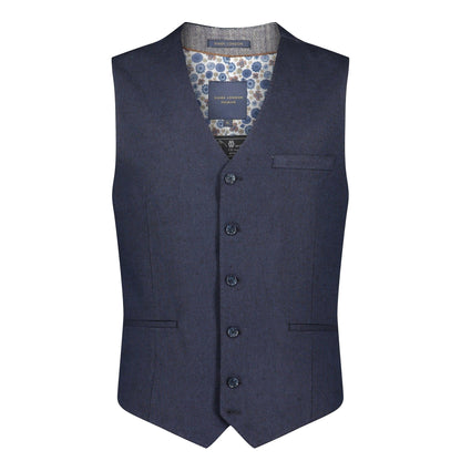 Navy - Front - Guide London Mens Italian Cotton Blend Waistcoat