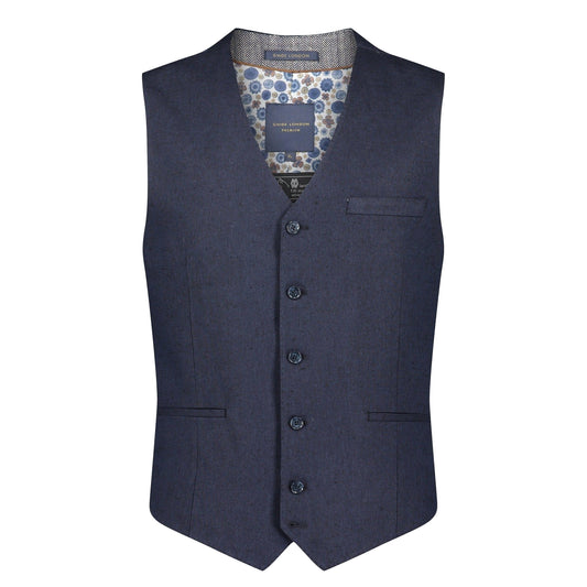 Navy - Front - Guide London Mens Italian Cotton Blend Waistcoat