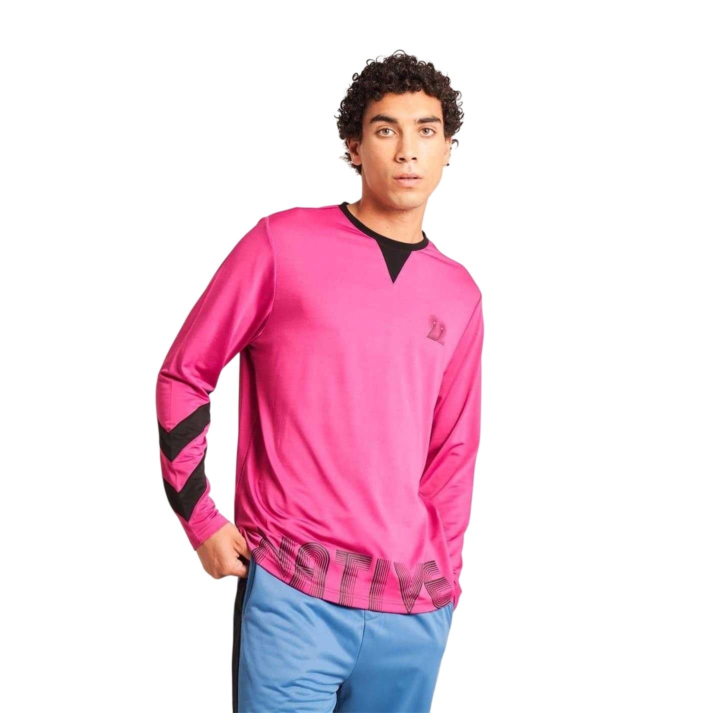 Pink-Black - Front - Native Youth Mens Geller Genie Long-Sleeved T-Shirt