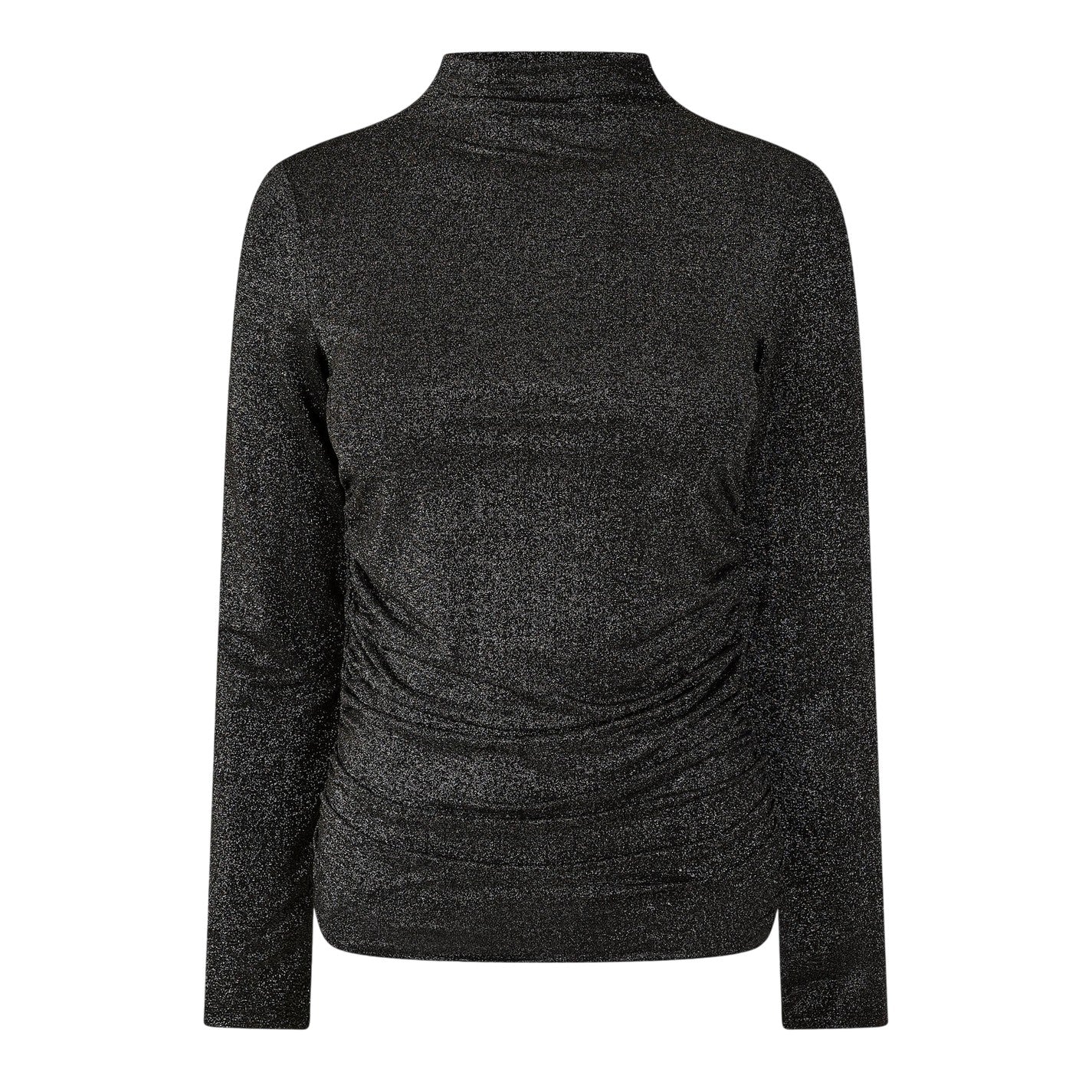 Black - Front - Pieces Womens-Ladies Mock Neck Slim Short-Sleeved Blouse
