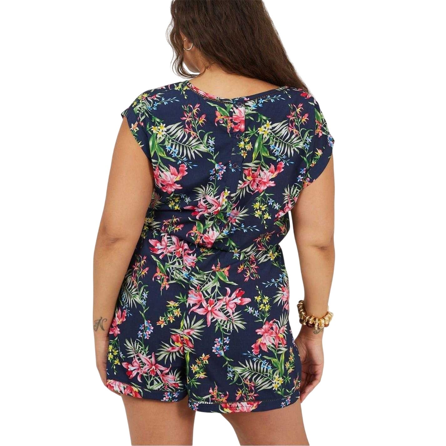 Floral - Back - Brave Soul Womens-Ladies Floral Pattern Plus Playsuit