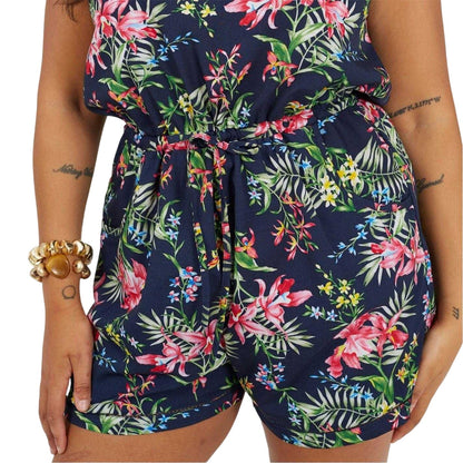 Floral - Side - Brave Soul Womens-Ladies Floral Pattern Plus Playsuit