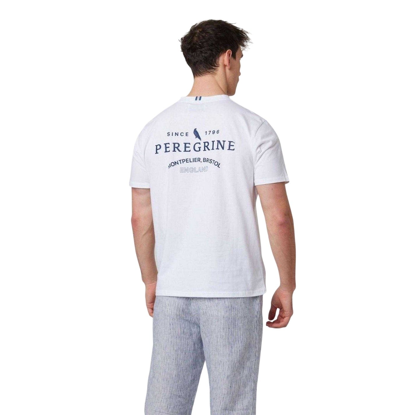 White - Back - Peregrine Mens Back Print Cotton T-Shirt