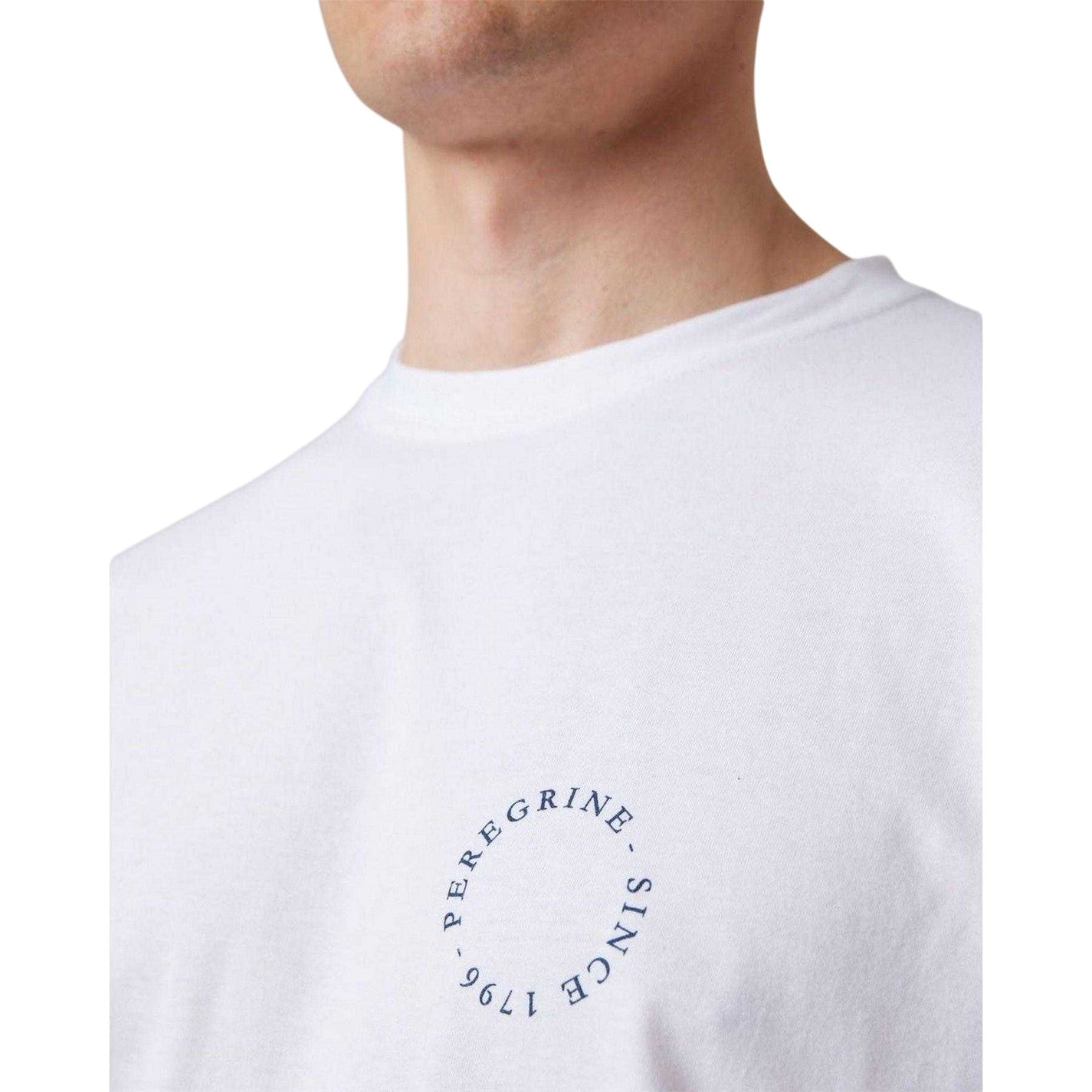 White - Side - Peregrine Mens Back Print Cotton T-Shirt