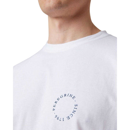 White - Side - Peregrine Mens Back Print Cotton T-Shirt
