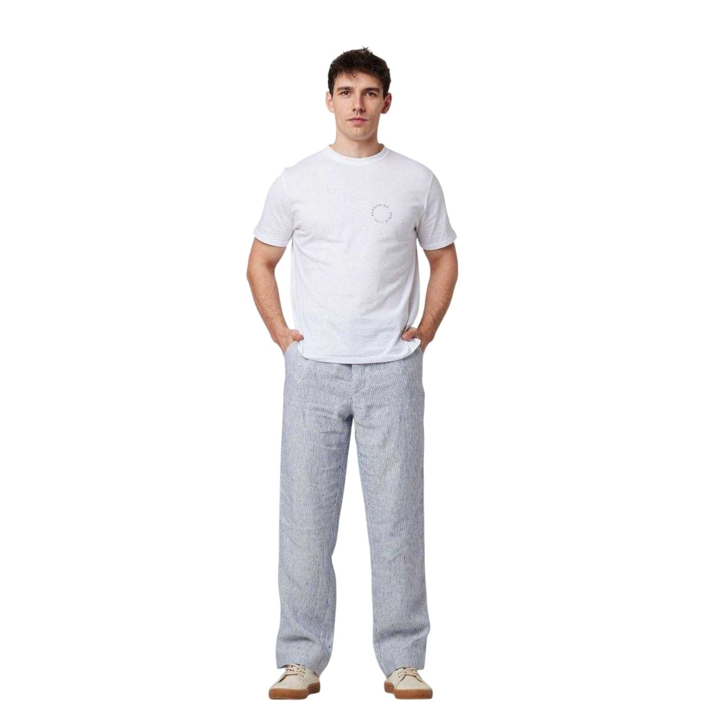White - Pack Shot - Peregrine Mens Back Print Cotton T-Shirt