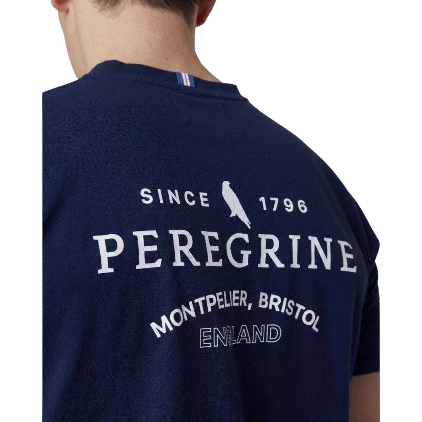 Navy - Back - Peregrine Mens Back Print Cotton T-Shirt