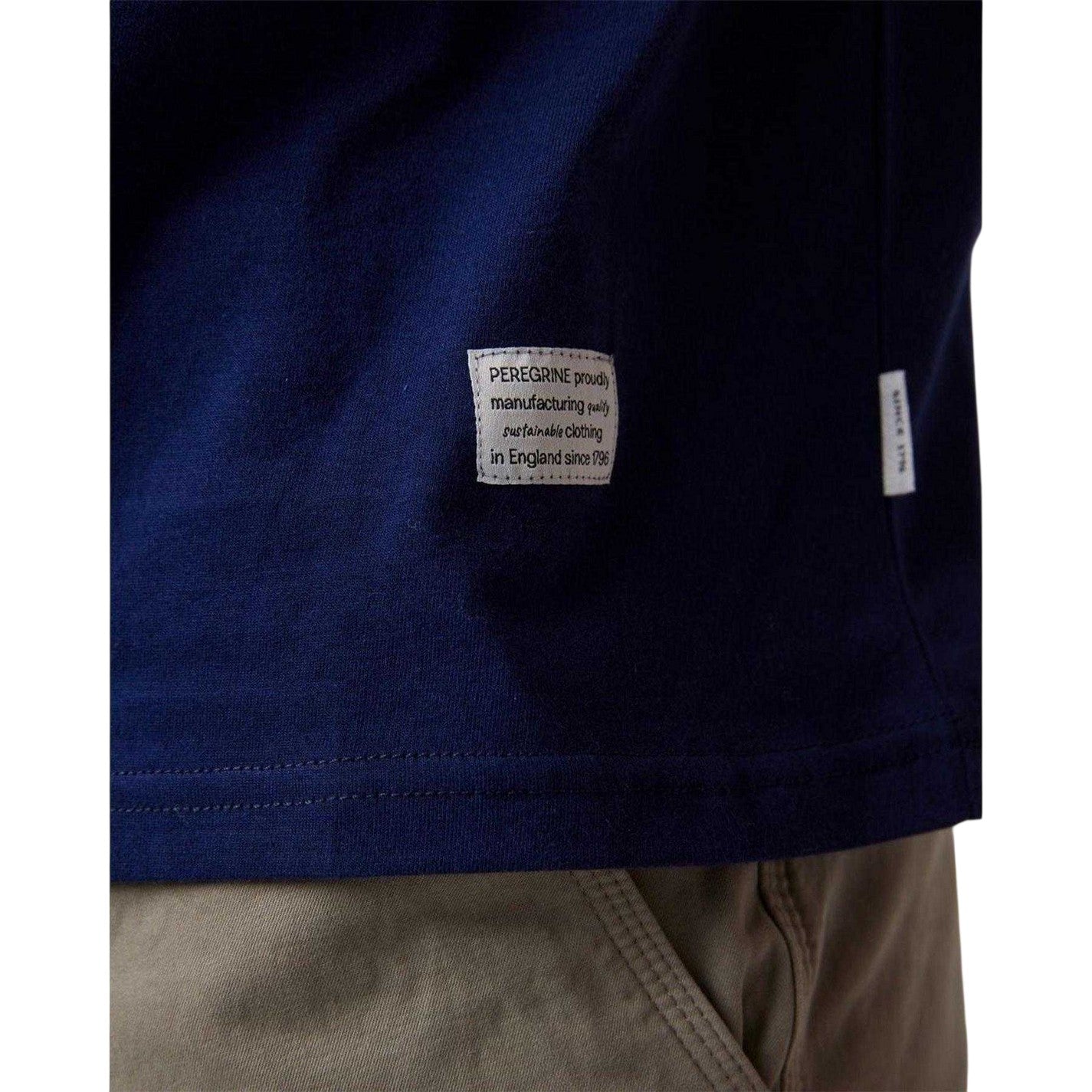 Navy - Side - Peregrine Mens Back Print Cotton T-Shirt