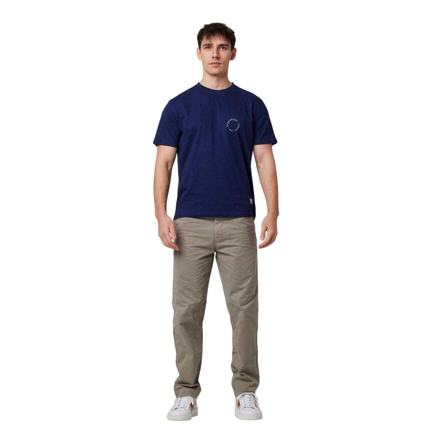 Navy - Pack Shot - Peregrine Mens Back Print Cotton T-Shirt
