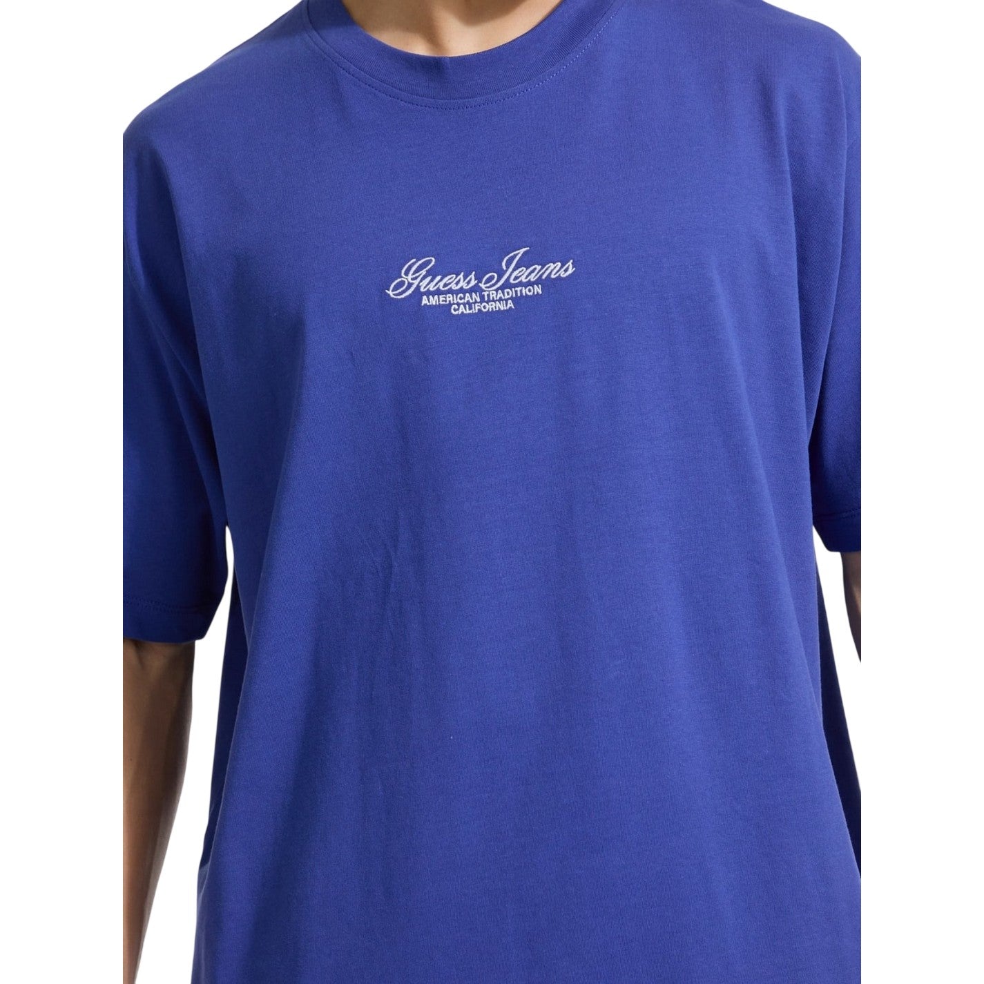 Regal Blue - Side - Guess Mens Script Regular T-Shirt