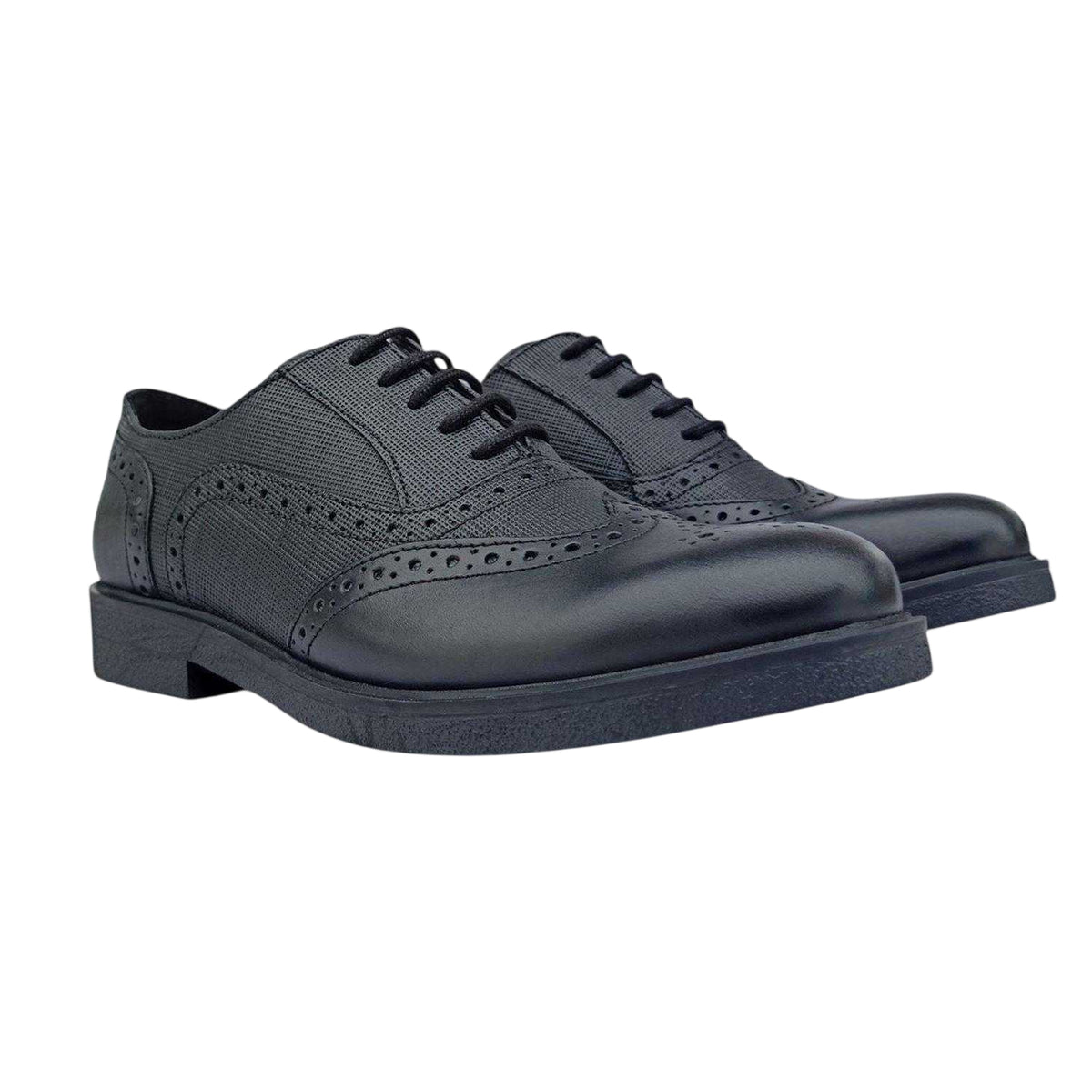 Black - Side - Firetrap Womens-Ladies Barbra Low Block Heel Brogues