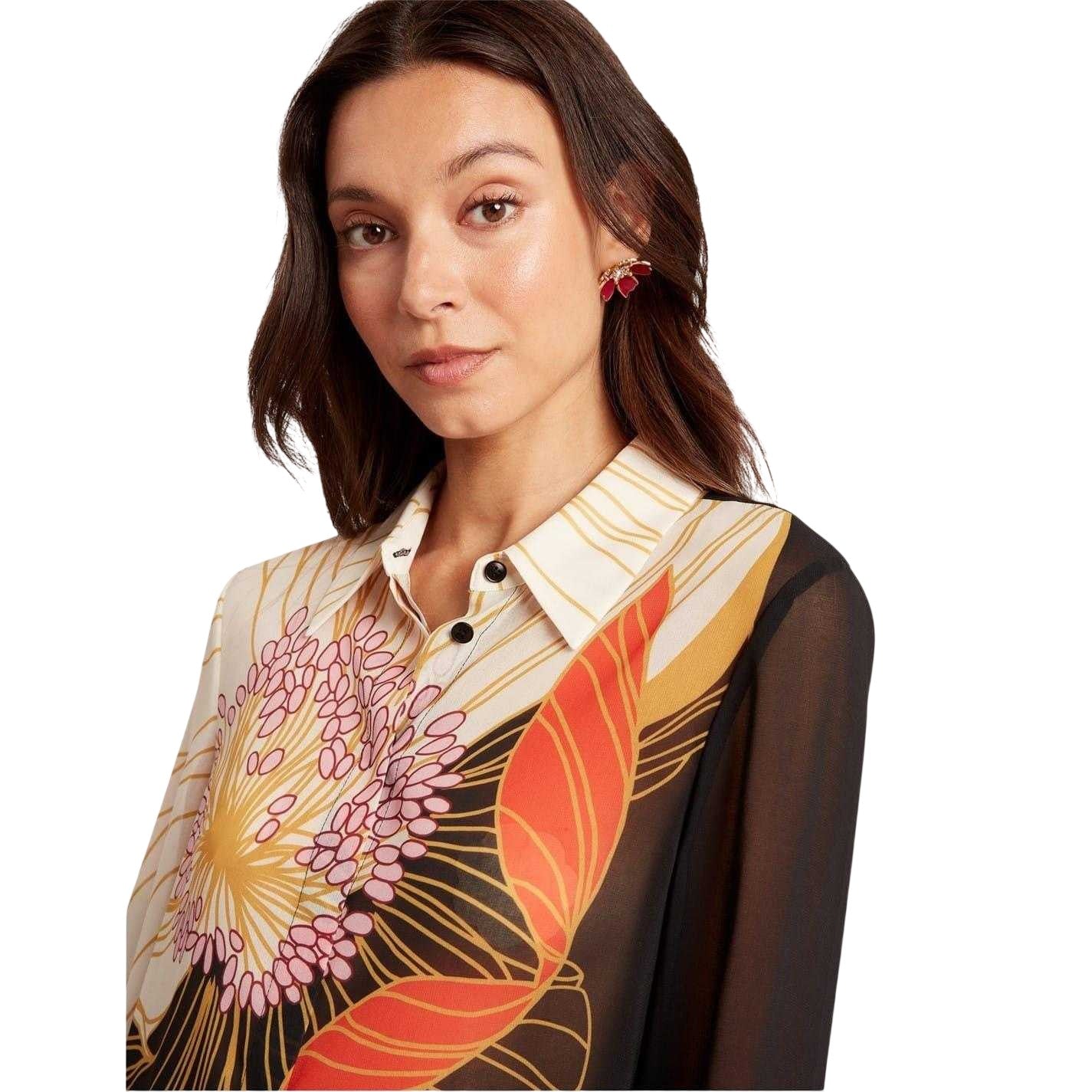 Black - Side - Ted Baker Womens-Ladies Floral Long-Sleeved Blouse