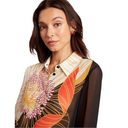 Black - Side - Ted Baker Womens-Ladies Floral Long-Sleeved Blouse