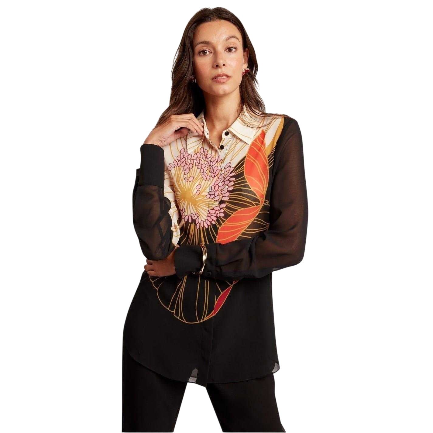 Black - Lifestyle - Ted Baker Womens-Ladies Floral Long-Sleeved Blouse
