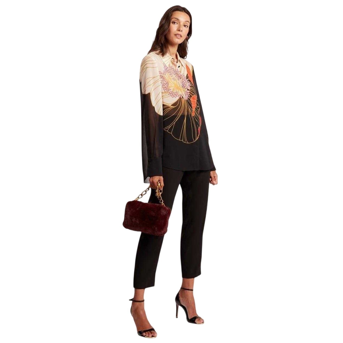 Black - Pack Shot - Ted Baker Womens-Ladies Floral Long-Sleeved Blouse