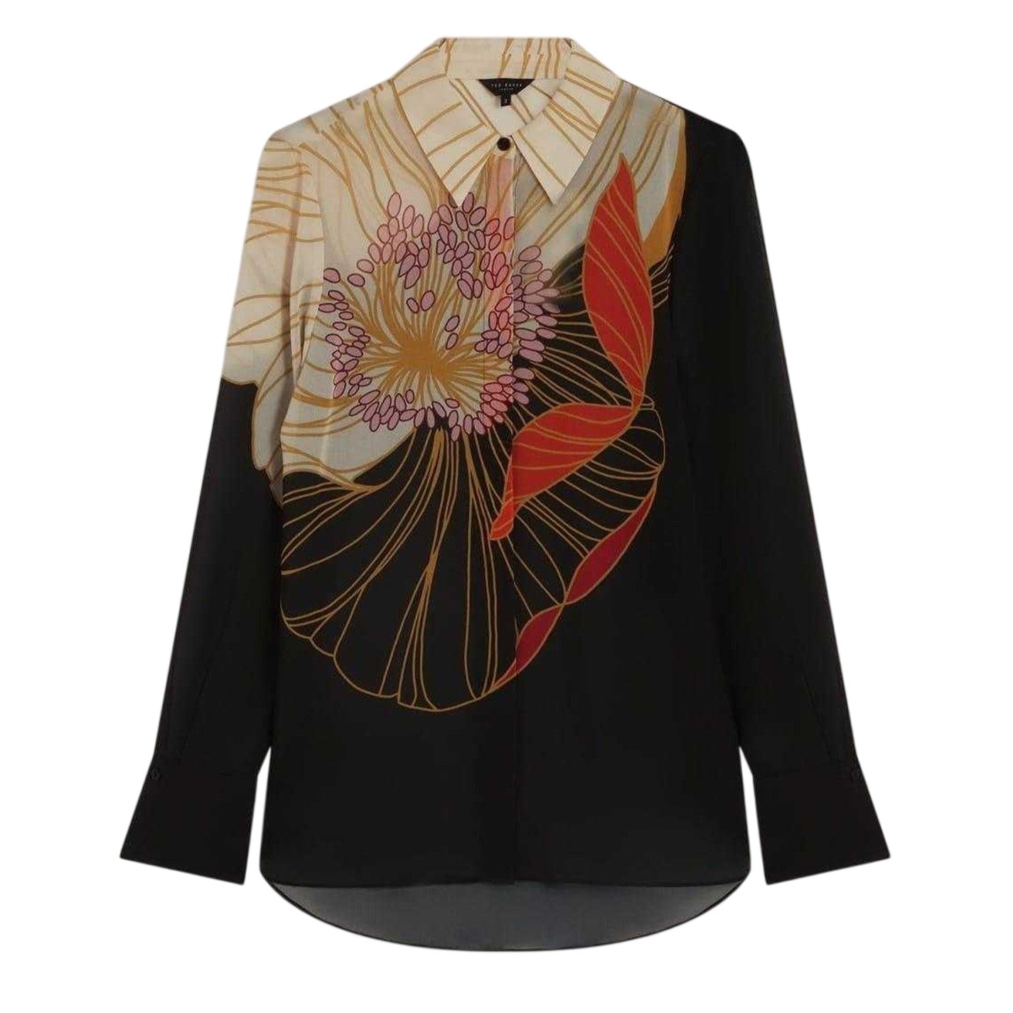 Black - Front - Ted Baker Womens-Ladies Floral Long-Sleeved Blouse