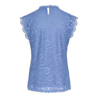 Hydrangea - Back - Pieces Womens-Ladies Lace High-Neck Regular Sleeveless Blouse