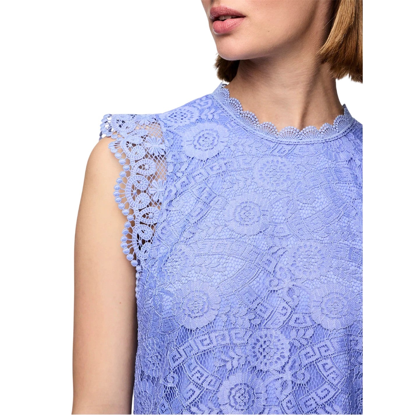Hydrangea - Side - Pieces Womens-Ladies Lace High-Neck Regular Sleeveless Blouse