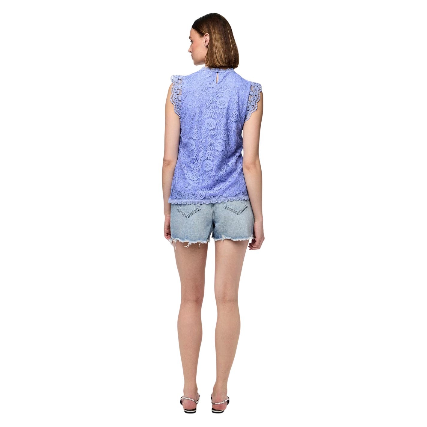 Hydrangea - Pack Shot - Pieces Womens-Ladies Lace High-Neck Regular Sleeveless Blouse