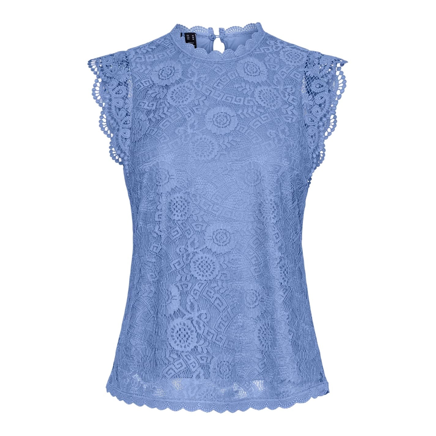Hydrangea - Front - Pieces Womens-Ladies Lace High-Neck Regular Sleeveless Blouse