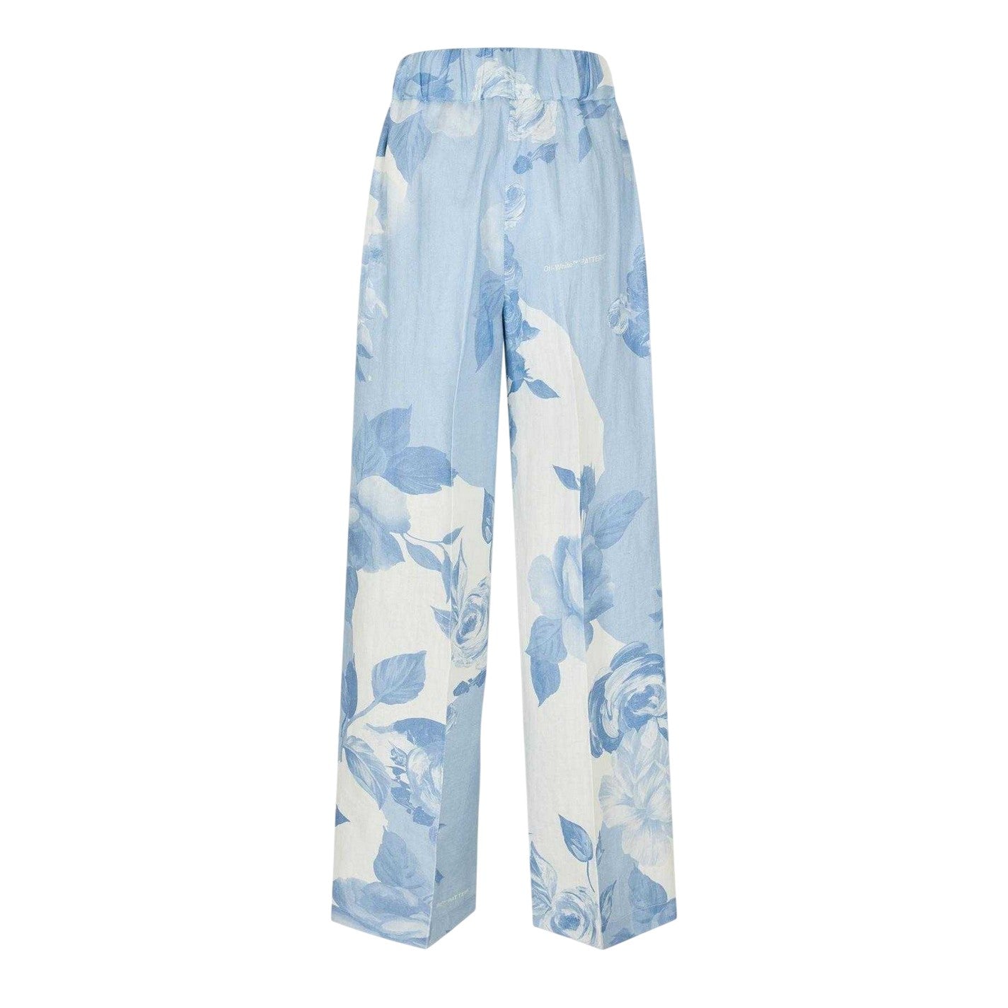 White-Blue - Back - Off-White Womens-Ladies Knitted Pull-On Wide Leg Trousers