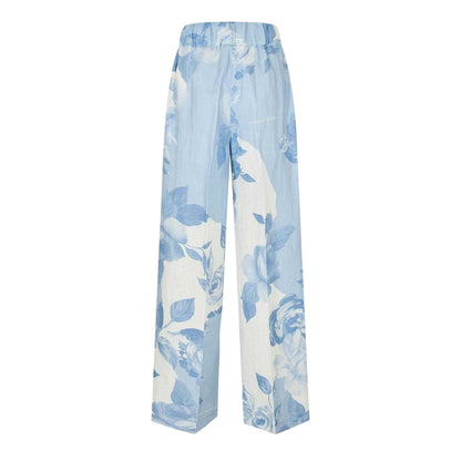 White-Blue - Back - Off-White Womens-Ladies Knitted Pull-On Wide Leg Trousers