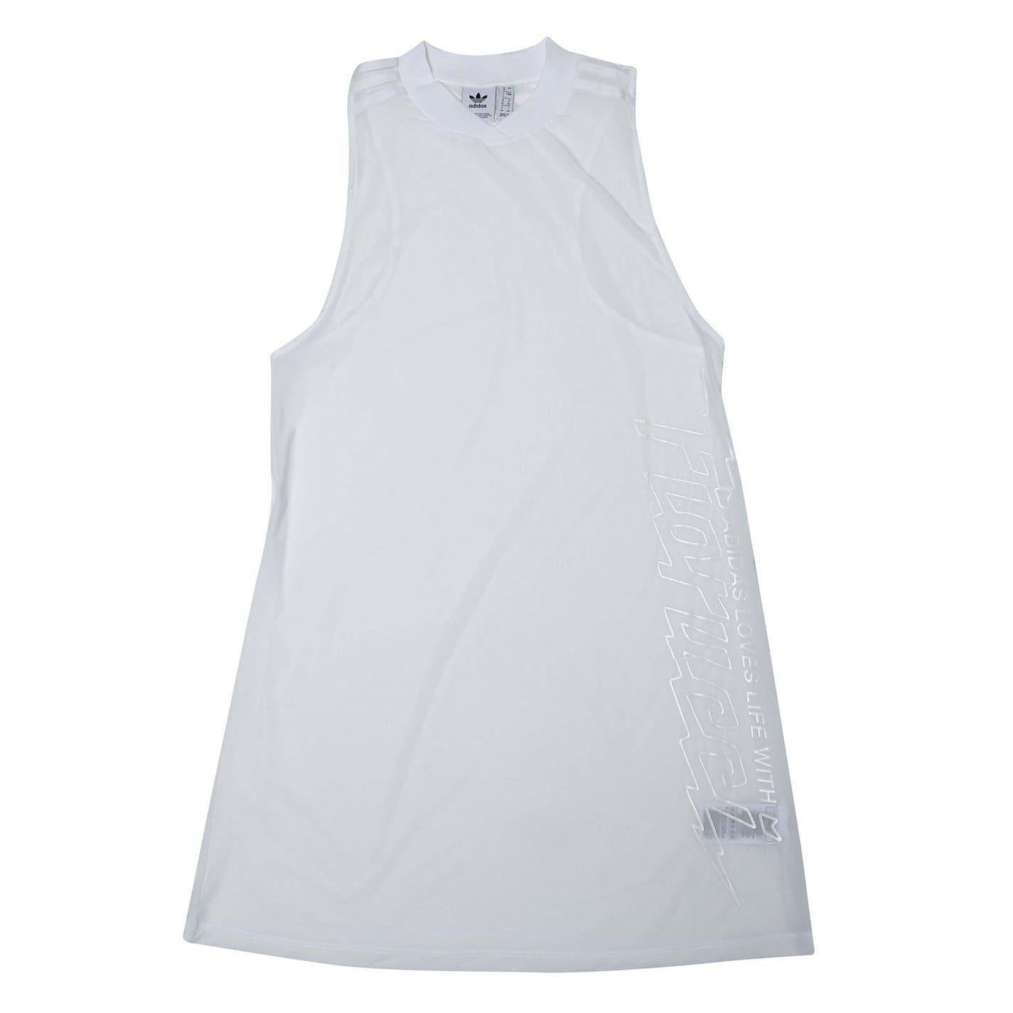 White - Front - Adidas Womens-Ladies Originals Graphic Print Regular Sleeveless T-Shirt Dress