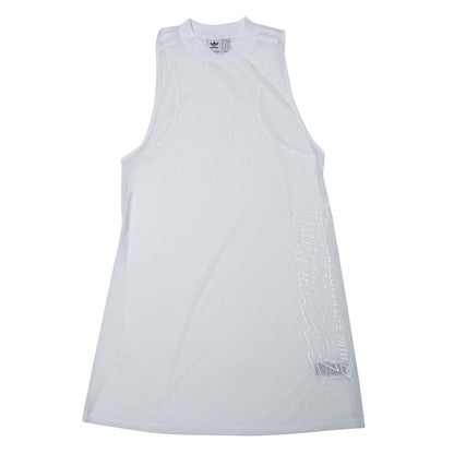 White - Front - Adidas Womens-Ladies Originals Graphic Print Regular Sleeveless T-Shirt Dress