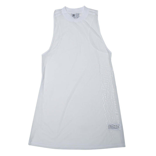 White - Front - Adidas Womens-Ladies Originals Graphic Print Regular Sleeveless T-Shirt Dress