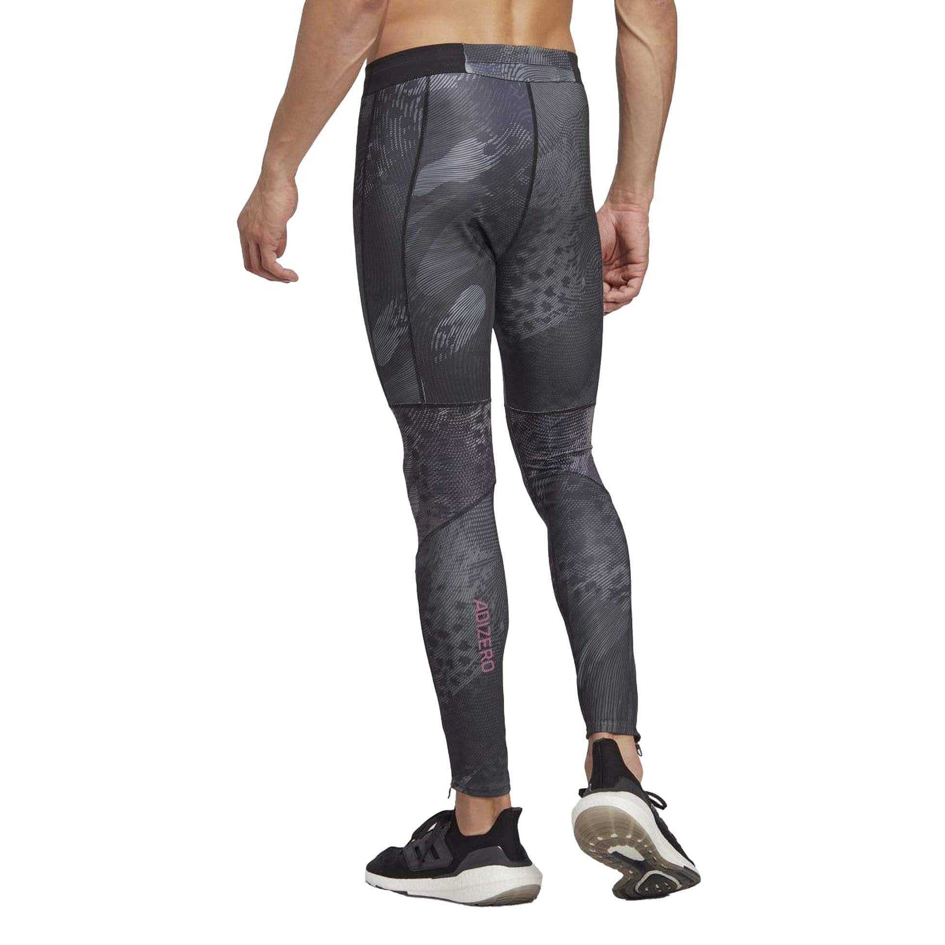 Black-Grey - Back - Adidas Mens Adizero Heat.Rdy Technology Long Leggings