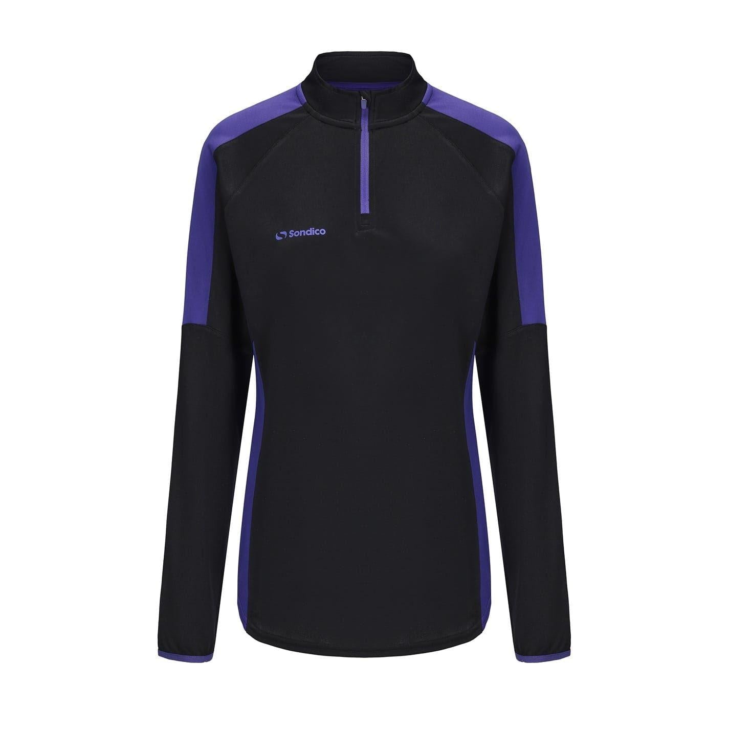 Black - Front - Sondico Womens-Ladies Logo Drill Top