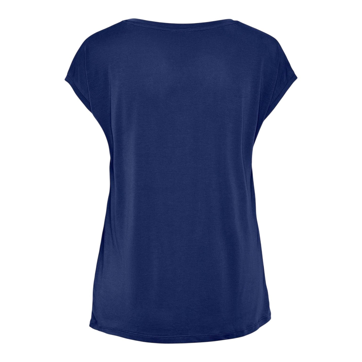 Blue - Back - Pieces Womens-Ladies Pckamala Knitted V Neck T-Shirt