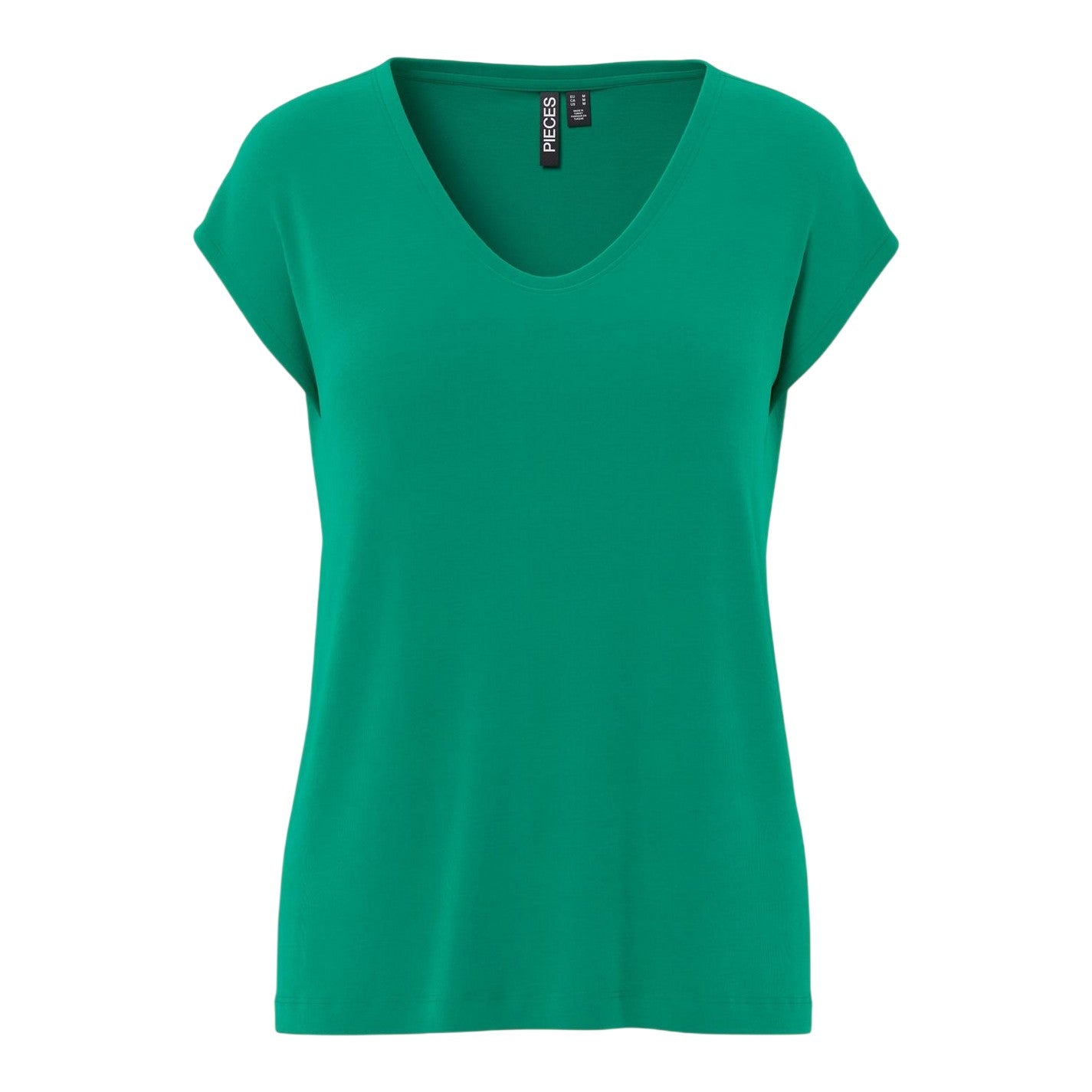 Pepper Green - Front - Pieces Womens-Ladies Pckamala Knitted V Neck T-Shirt